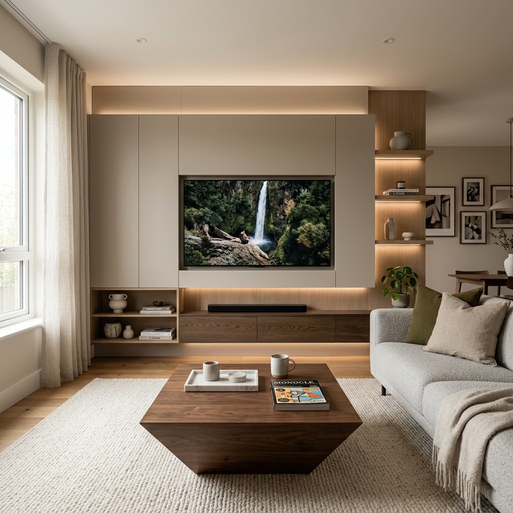 Современная ТВ-зона для гостиной
