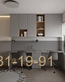 Двухместный серый рабочий стол для детской с шкафами фото 7